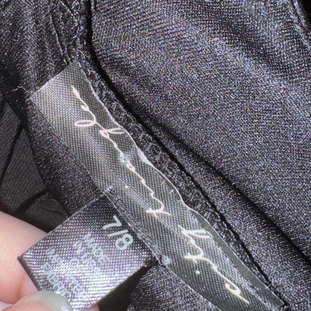 Y2K Black Rhinestone Strap Mini Dress 7/8 Bubble Hem Cocktail Party Clubwear LBD - Picture 8 of 8